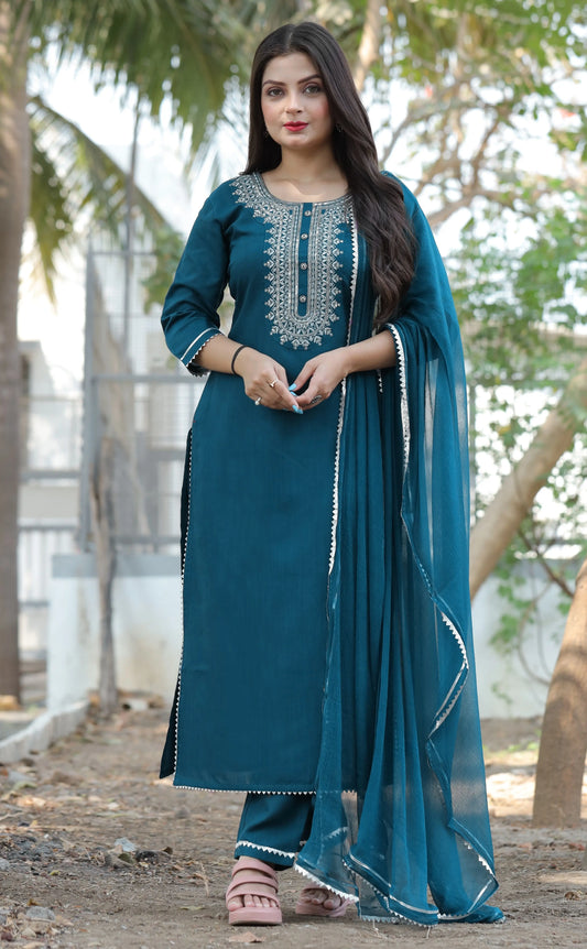 Women Viscose Rayon Kurti Pant Dupatta Set Kurtis for women online at the best prices Ladyfashion