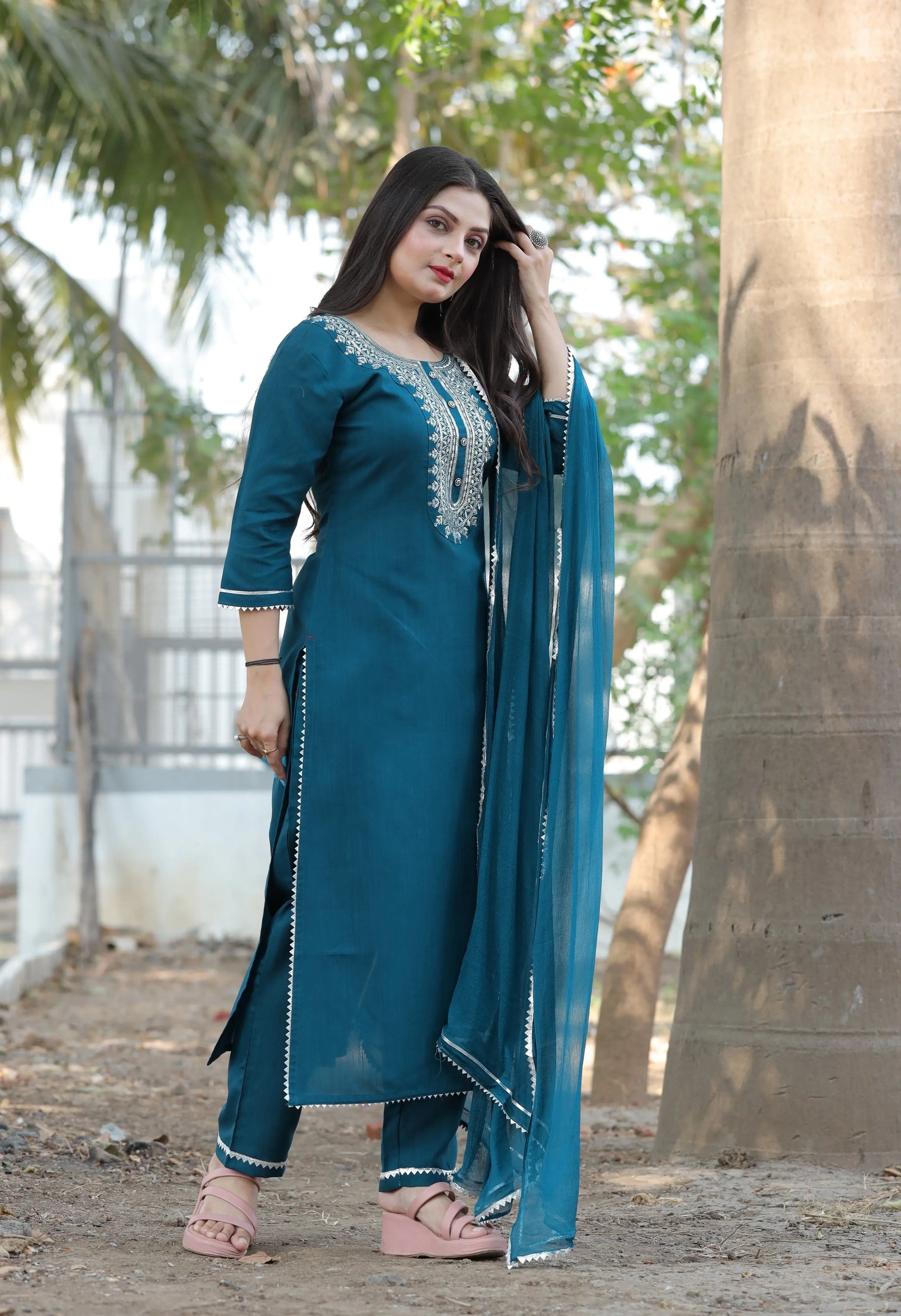 Women Viscose Rayon Kurti Pant Dupatta Set Kurtis for women online at the best prices Ladyfashion