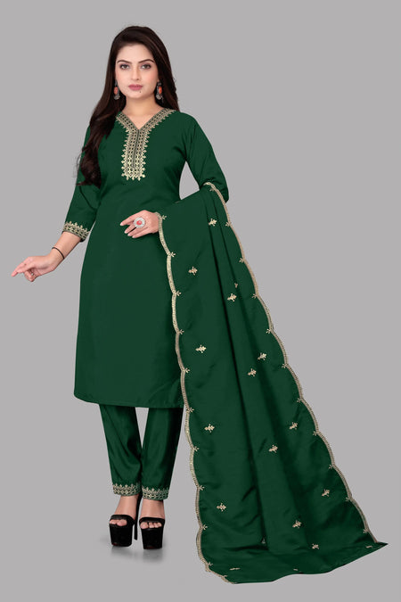 Buy Chanderi Silk Kurtas Set Women online in India Women's Chanderi Silk Embroidered Kurta with Pant Ladyfashions
