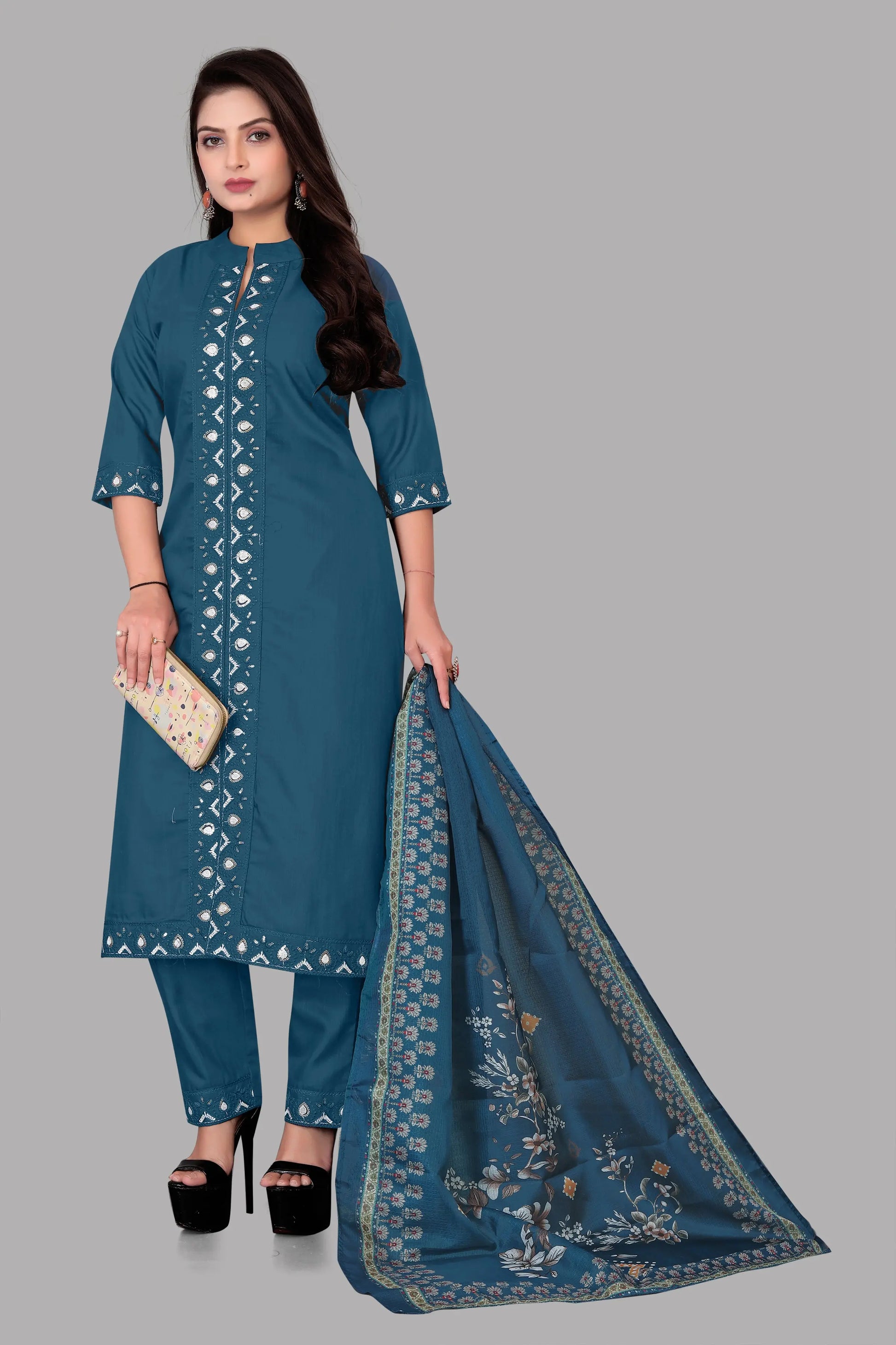Buy New Kurti Online Women Cotton Rayon Kurti Pant Dupatta Set Ladyfashion