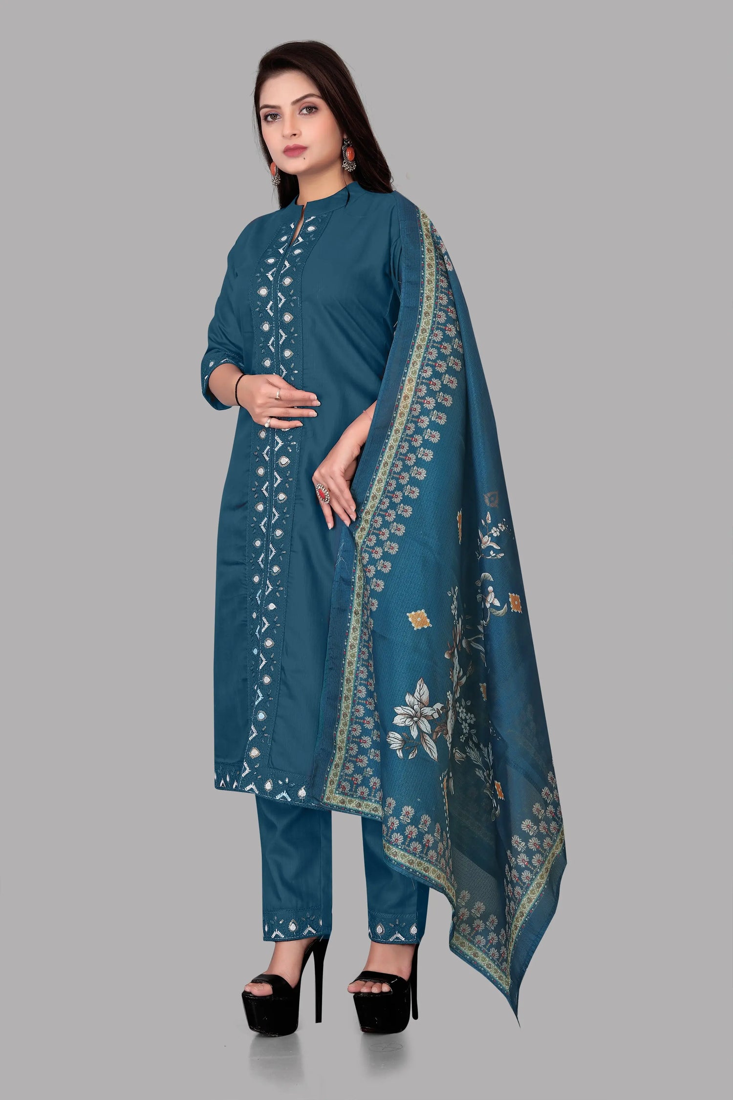 Buy New Kurti Online Women Cotton Rayon Kurti Pant Dupatta Set Ladyfashion