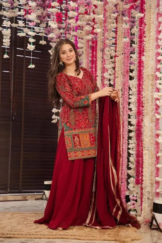 ♥️Traditional Cotton Straight Kurta Set with Salwar & Chiffon Dupatta – Ethnic Wear for Women♥️ Ladyfashion